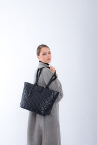 Handbag | Tote | Backpack | Quilted | Black |  100% Italian leather | Handcrafted | Greece |
