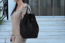 Load image into Gallery viewer, Backpack | Black | 100% Italian leather | Handcrafted | Greece |
