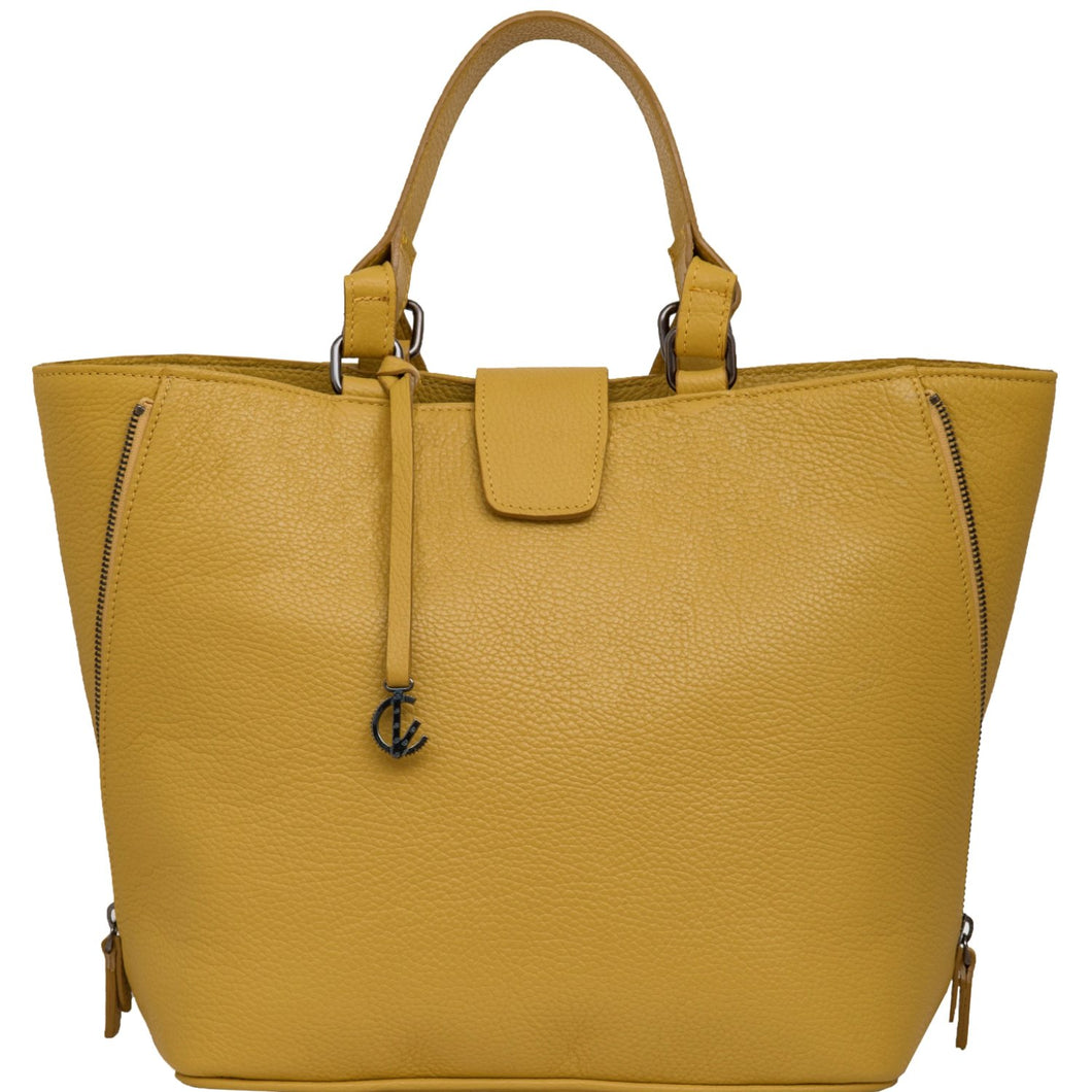 Handbag | Tote | Backpack | Yellow |  1TOTE BAG BACKPACK HANDMADE IN GREECE FROM ITALIAN LEATHER